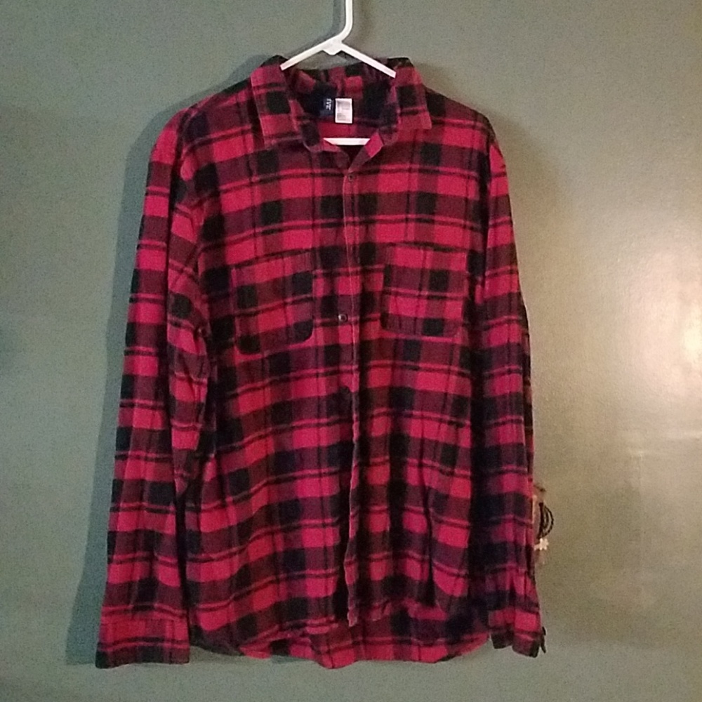 Divided flannel button up shirt